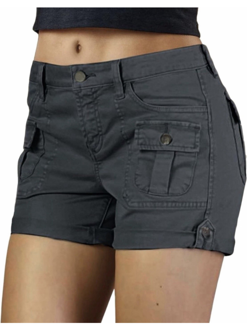 Flamingals Women's Cargo Shorts Mid Waist Shorts with Pockets M